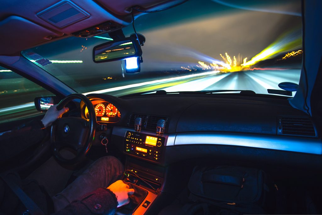 ev driving on road